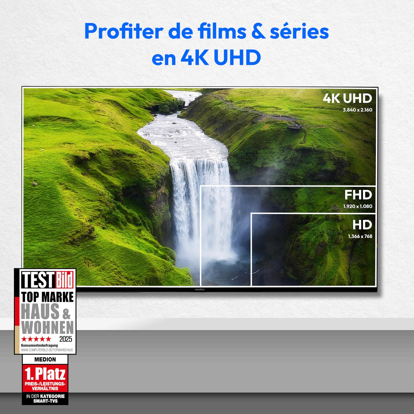 MEDION Téléviseur 50 Pouces (125,7 cm) Television (Fire TV, 4K Smart, Dolby Vision HDR, Dolby Atmos, Prime Video, Bluetooth, DVB-T2, MD 850500)