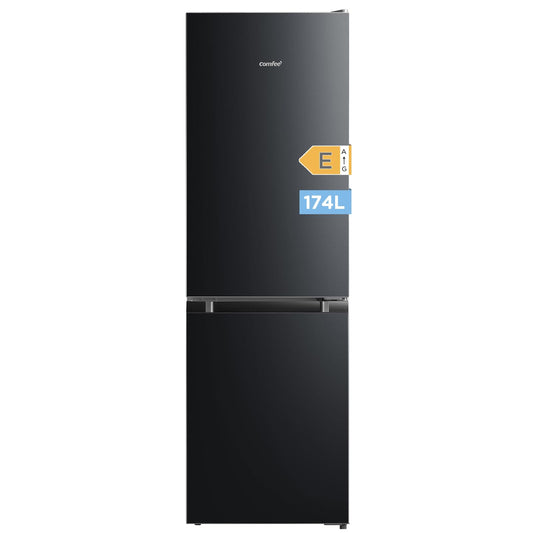 Comfee' RCB169DK2(E) 174L Réfrigérateur avec Congélateur/Hauteur 150 cm/Low Frost/Température Réglable du Réfrigérateur/Lumière LED/195 kWh/an/115L Réfrigérateur/59L Congélateur/Noir