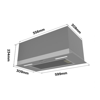 Ciarra Hotte Aspirante Encastrée 60cm A+++, 650 m³/h, 3 Vitesses, Mode Recyclage ou Évacuation, Filtre à Charbon Inclus, LED Éclairage, Inox – CBCS6926A