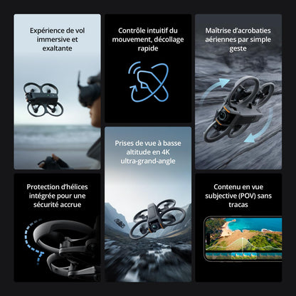 DJI Avata 2 (Drone seul),Drone FPV avec Caméra 4K, Vol Immersif,Protection d’hélice intégrée,Flip-Tonneau facile, FOV ultra-large 155degré, Compatible avec RC Motion 3,Drone Caméra pour Contenu en POV